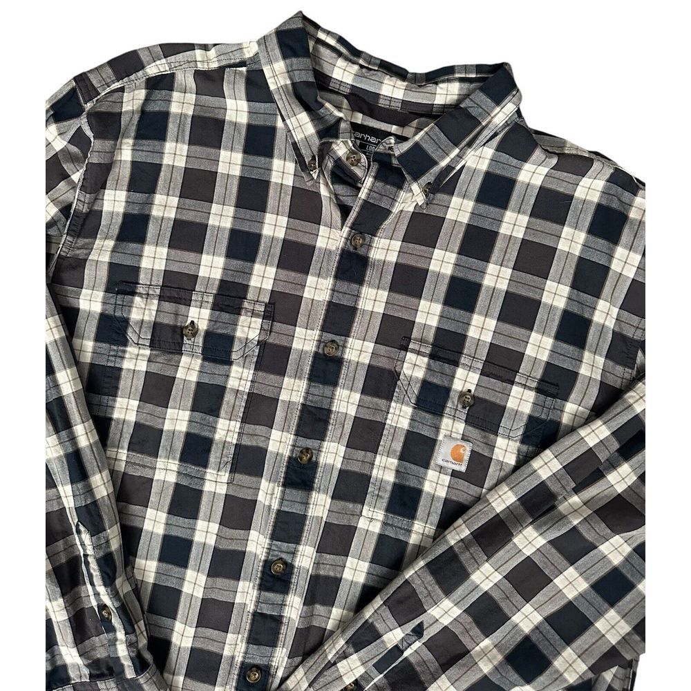 Carhartt Plaid Men's Rugged Outdoor Wear Long Sleeve Button Down Shirt -Lot Of 2 - Picture 3 of 16
